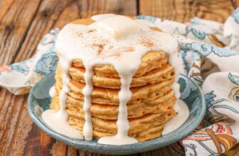 Carrot Cake Pancakes with Cream Cheese Syrup